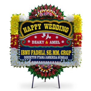 karangan bunga papan pernikahan padang - florist happy wedding padang