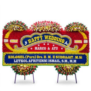 karangan bunga papan pernikahan padang - florist happy wedding padang