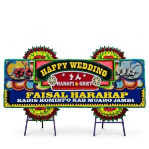karangan bunga papan pernikahan padang - florist happy wedding padang