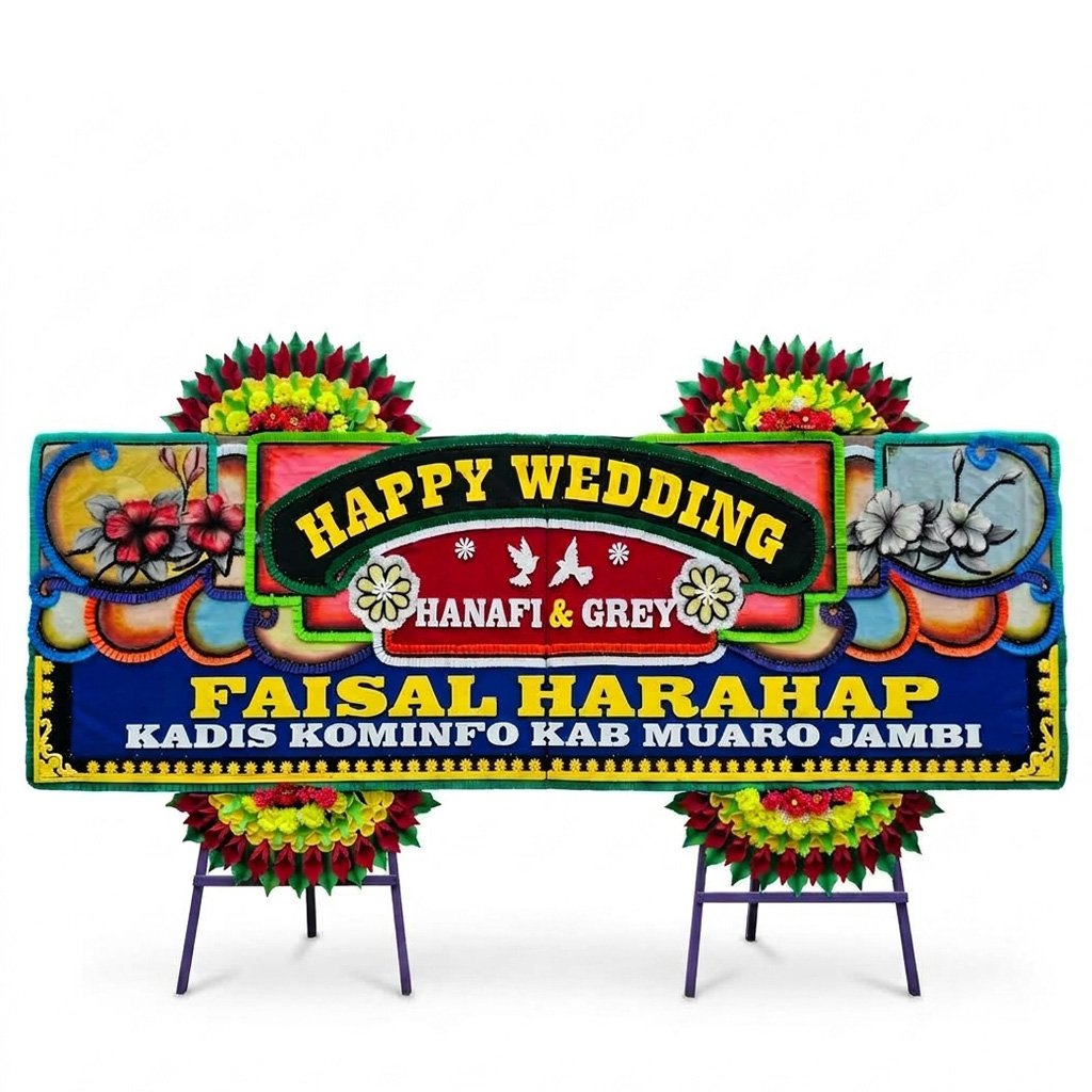 karangan bunga papan pernikahan padang - florist happy wedding padang