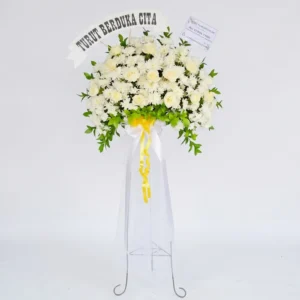rangkaian bunga standing duka cita padang - florist standing flower padang