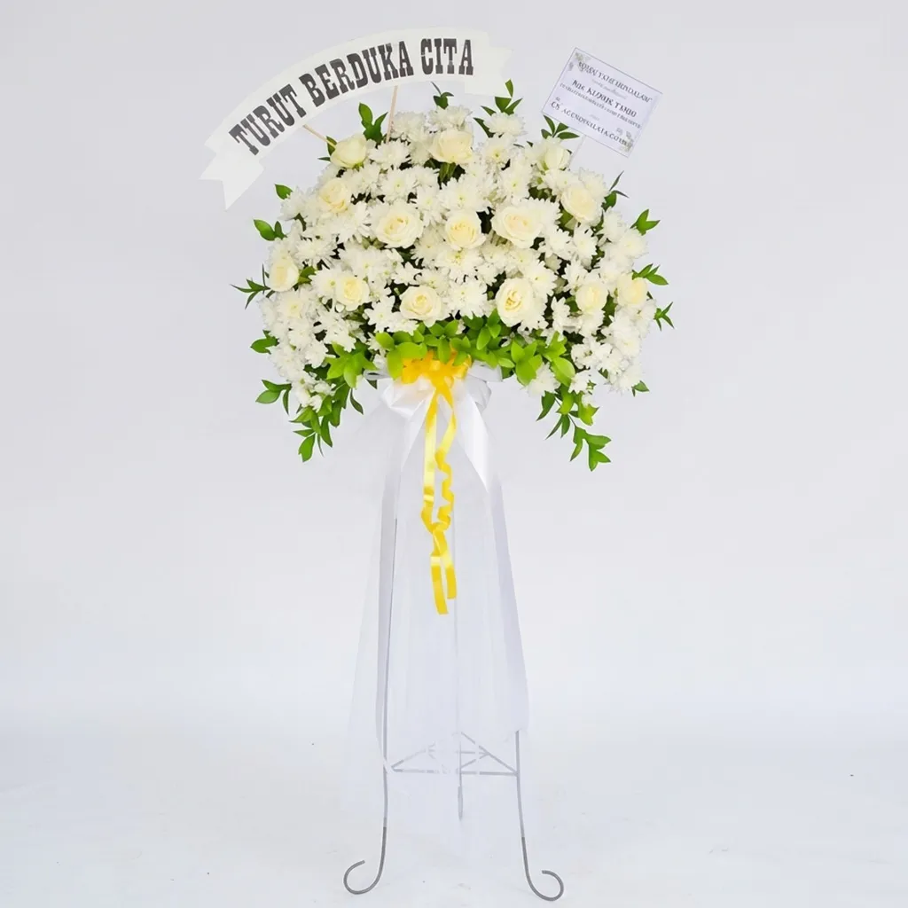 rangkaian bunga standing duka cita padang - florist standing flower padang