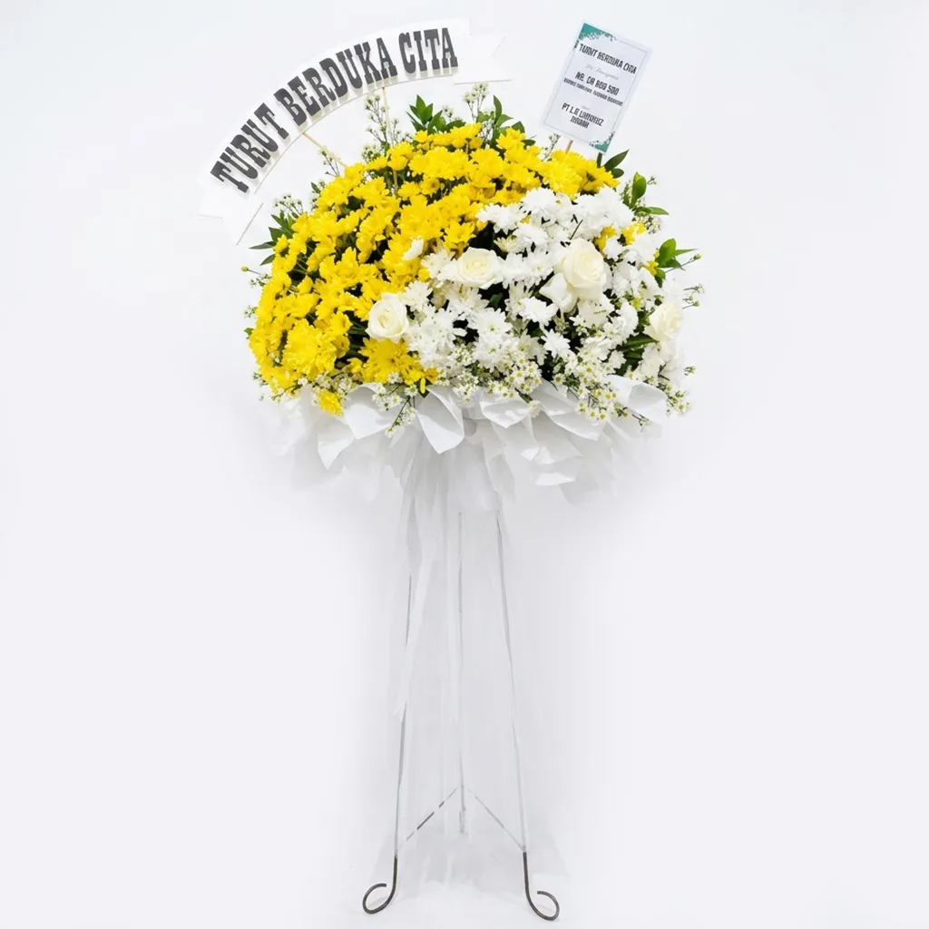 rangkaian bunga standing duka cita padang - florist standing flower padang