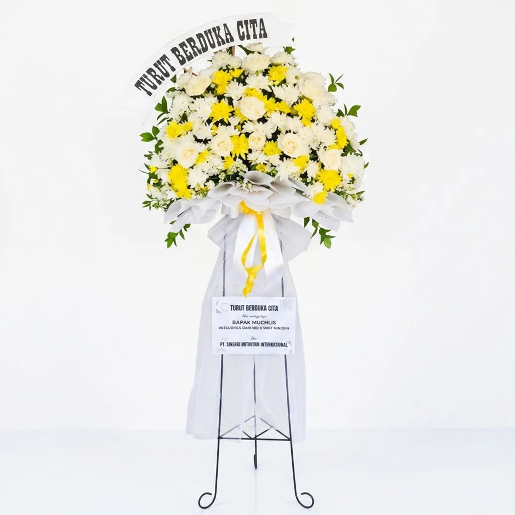 rangkaian bunga standing duka cita padang - florist standing flower padang
