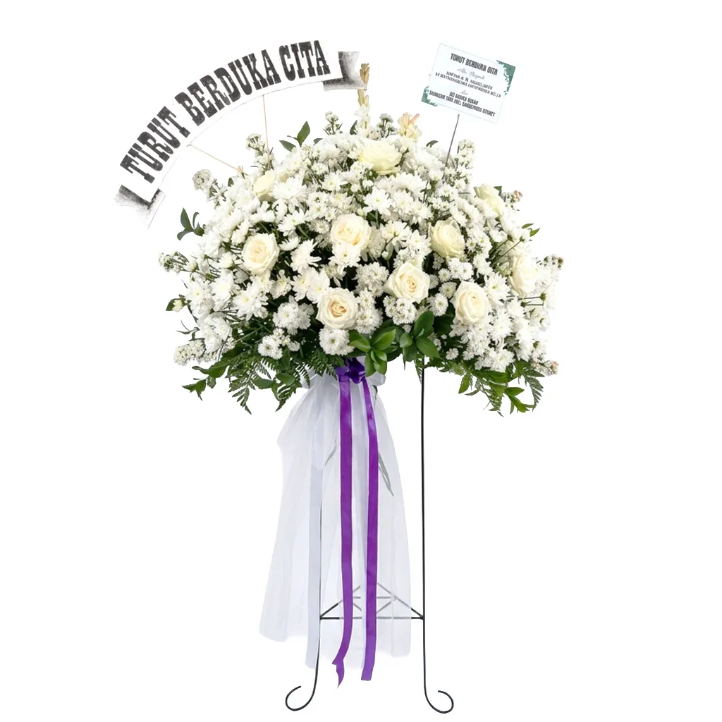 rangkaian bunga standing duka cita padang - florist standing flower padang