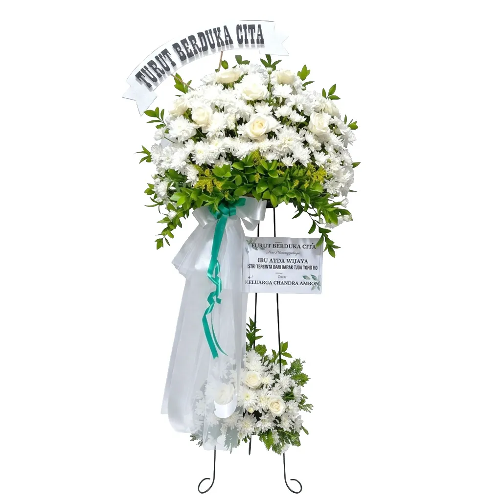 rangkaian bunga standing duka cita padang - florist standing flower padang